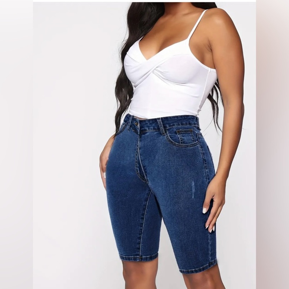 Bermuda -Premium Mid length Jean Shorts - Picture 1 of 9